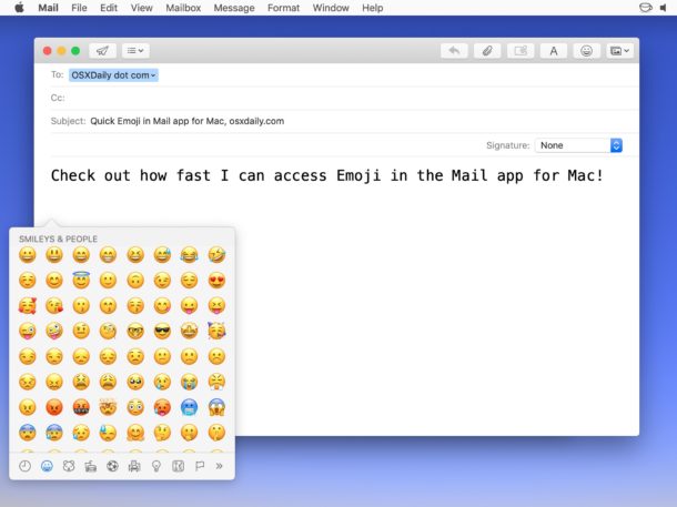 Apple mail emoticons